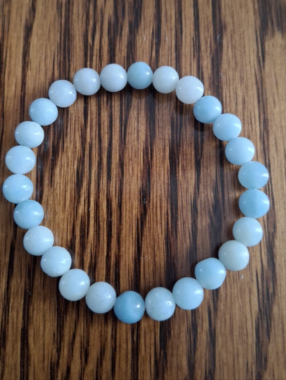 Amazonite Natural Stones 6mm Beaded Sterling Silver 6.5" Stretch Bracelet